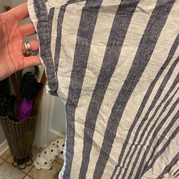 Beachlunchlounge Anthropologie Stripe Linen Button Down Top SS XL - Picture 3 of 7